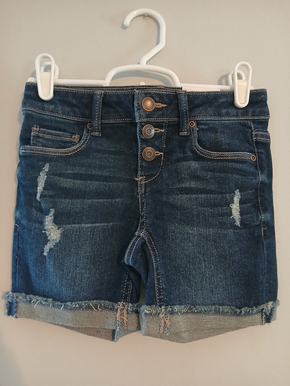 Mudd Girls Dark Blue Distressed Denim Shorts